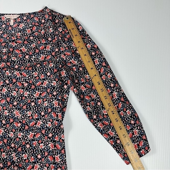 Rebecca Taylor Blouse Sz 6 Floral V Neck 3/4 Sleeves Silk Blend - Picture 8 of 11